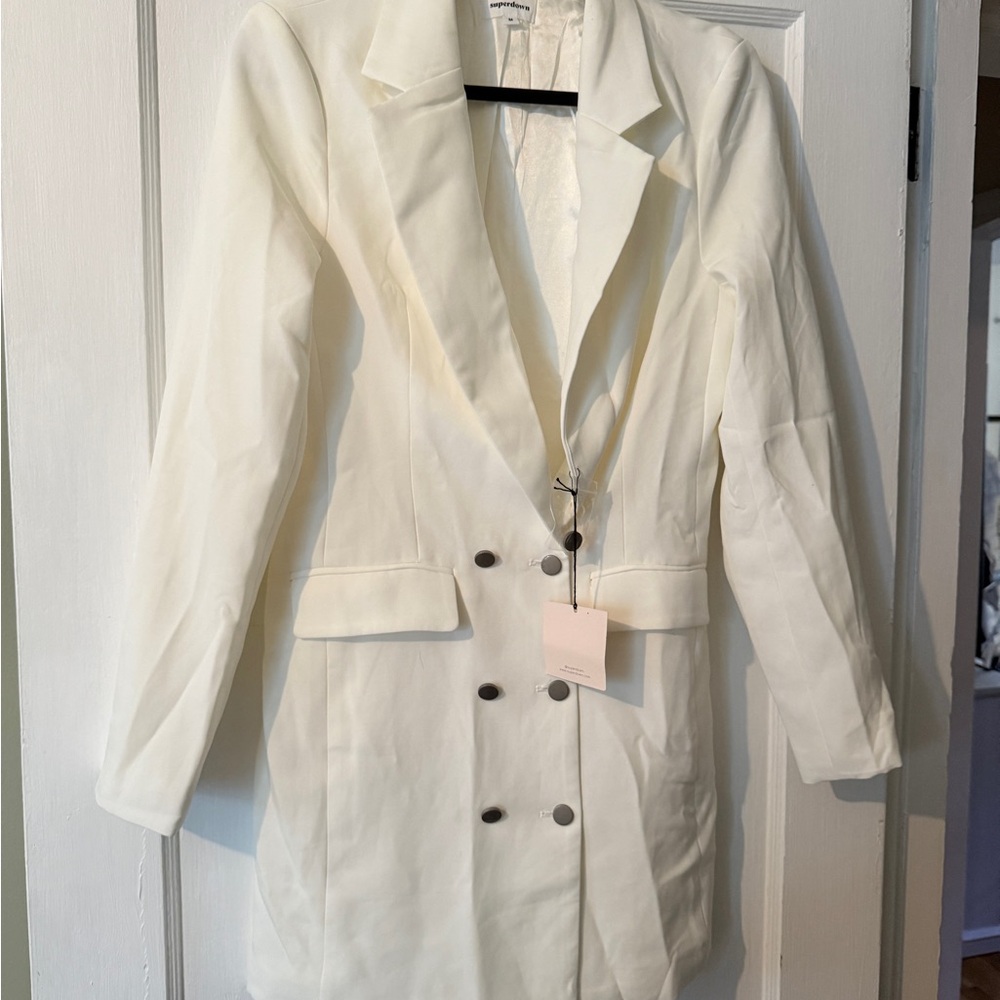 Superdown White Double-Breasted Blazer Dress